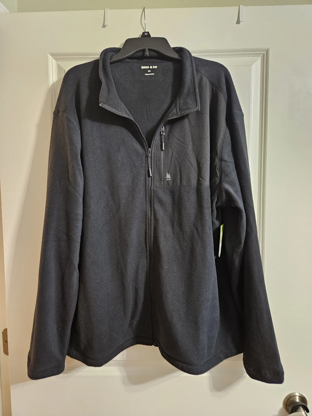Men’s Black 2XL Full-Zip Fleece Jacket, NWT